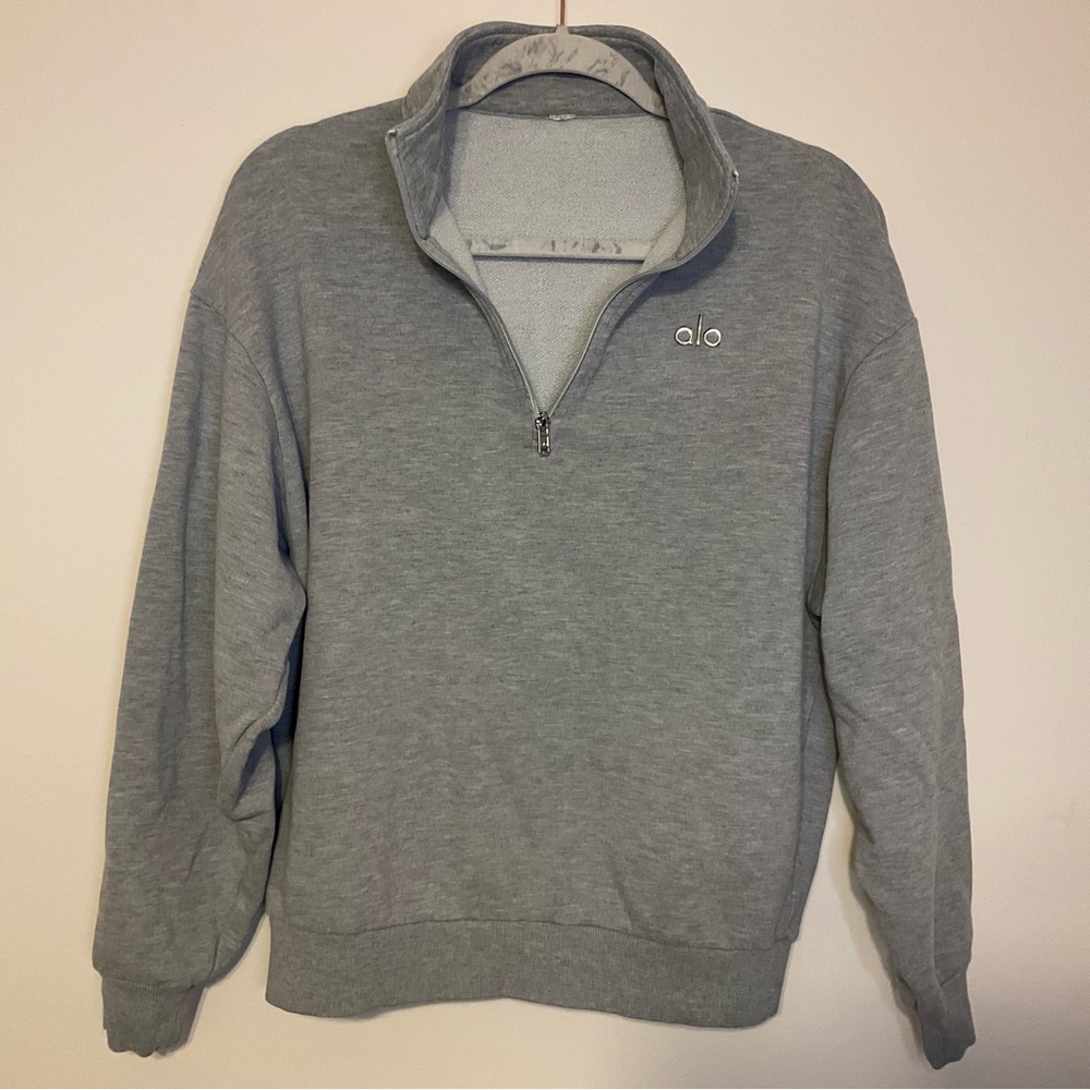 Alo Yoga Accolade 1/4 Zip Pullover Athletic Heather Grey S - Picture 7 of 13